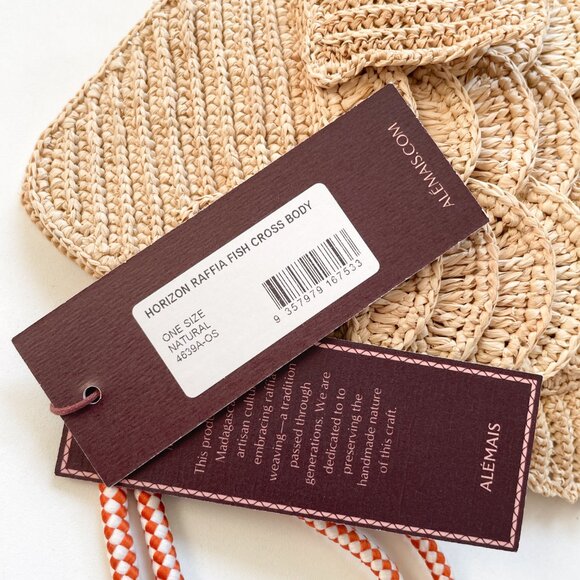 Alemais Horizon Raffia Fish Bag Natural One Size NEW NWT - Picture 6 of 11